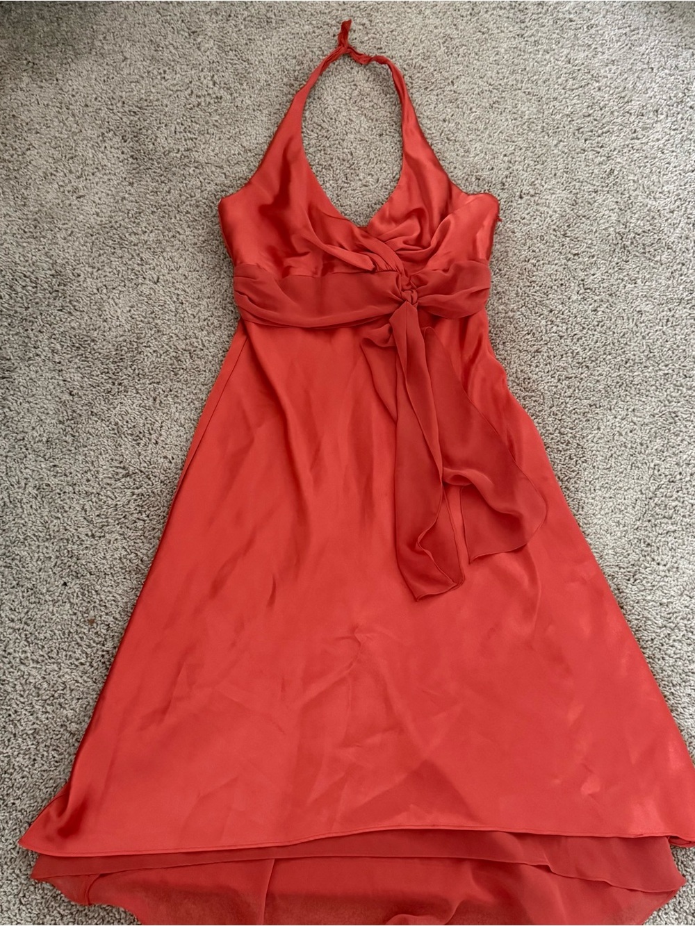 Night Way Collections Coral One-Shoulder Satin Tie Dress